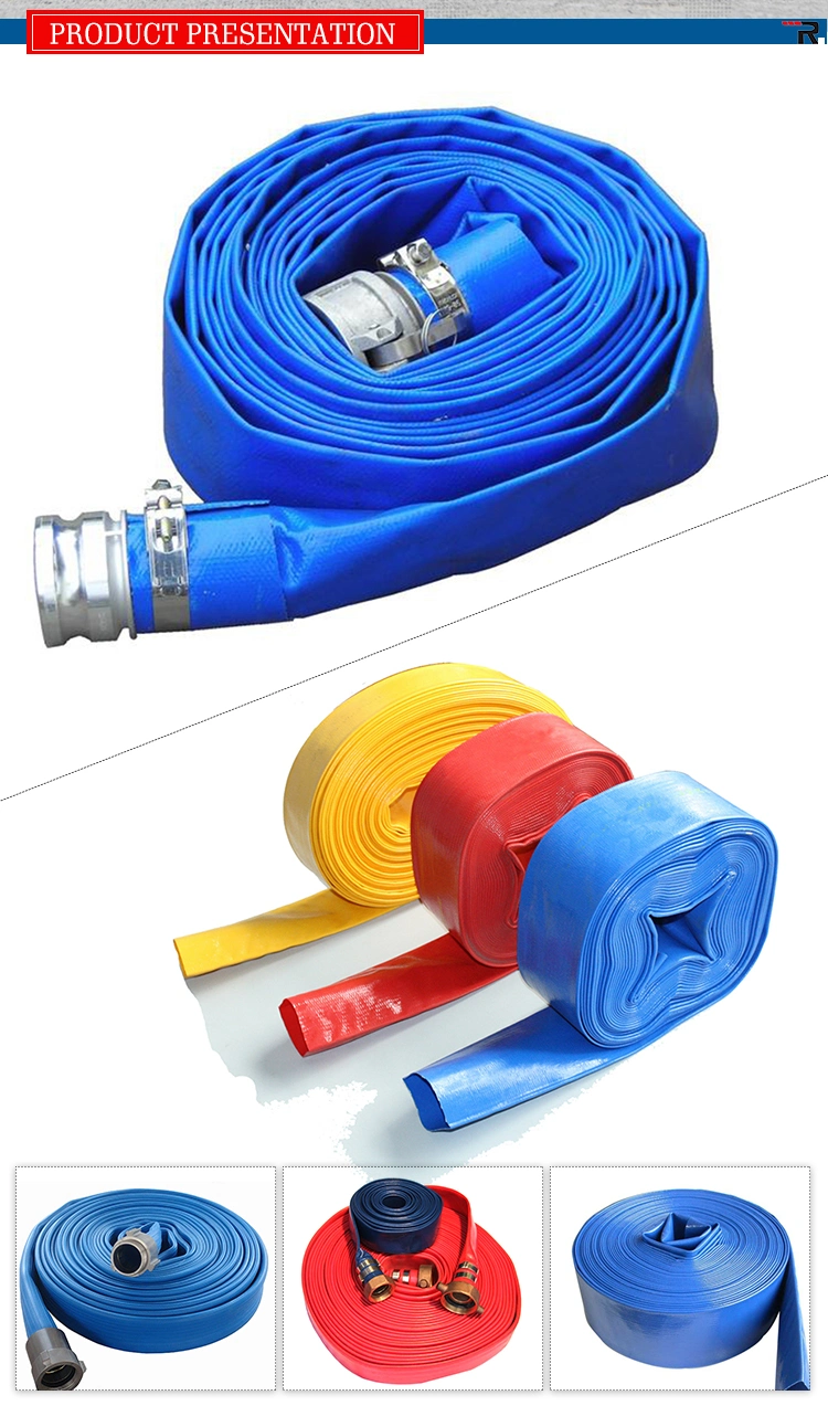 Blue Flexible Light 2 Inch Agricultural Irrigation Water Discharge PVC Layflat Hose